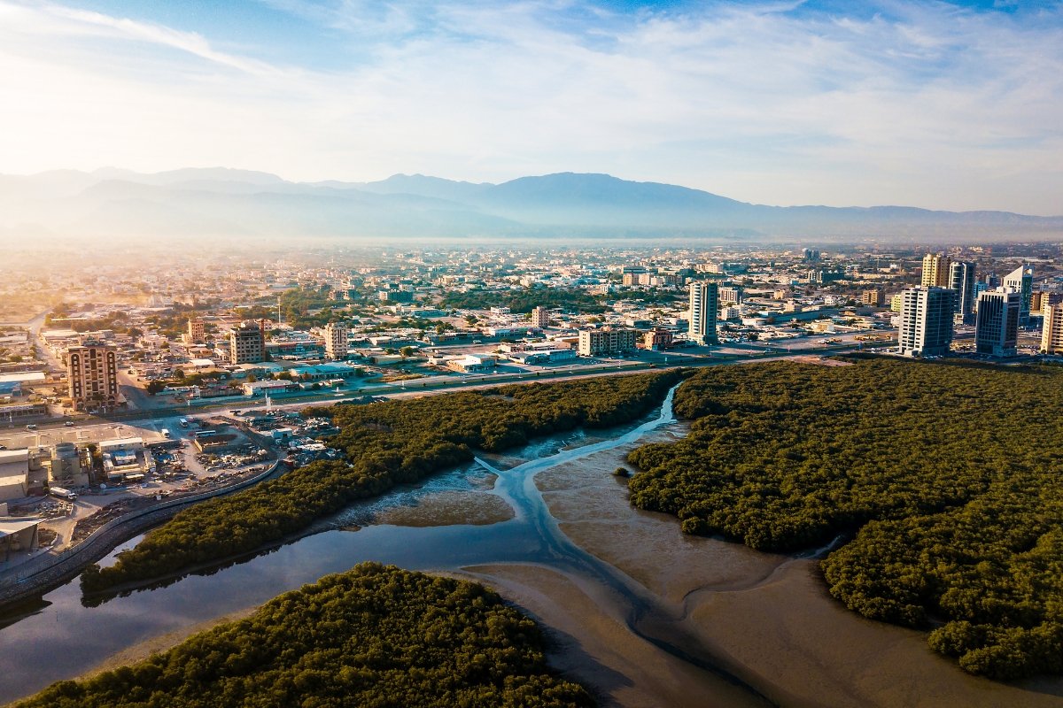 Ras Al Khaimah city, mangroves and mountains