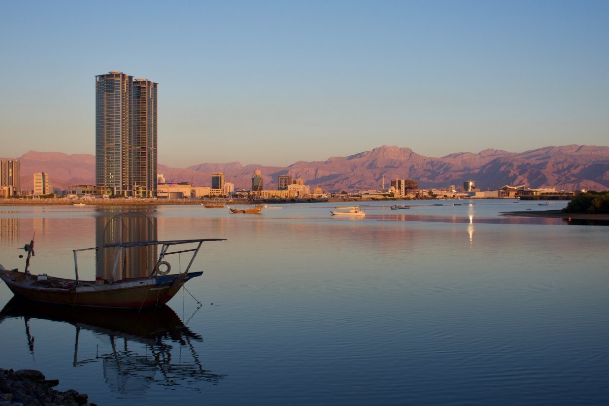 Ras Al Khaimah waterfront and mountains